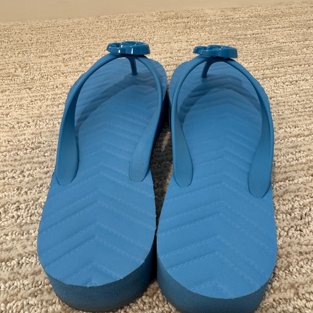 Gucci Blue Retro Platform Flip Flops - Picture 5 of 8